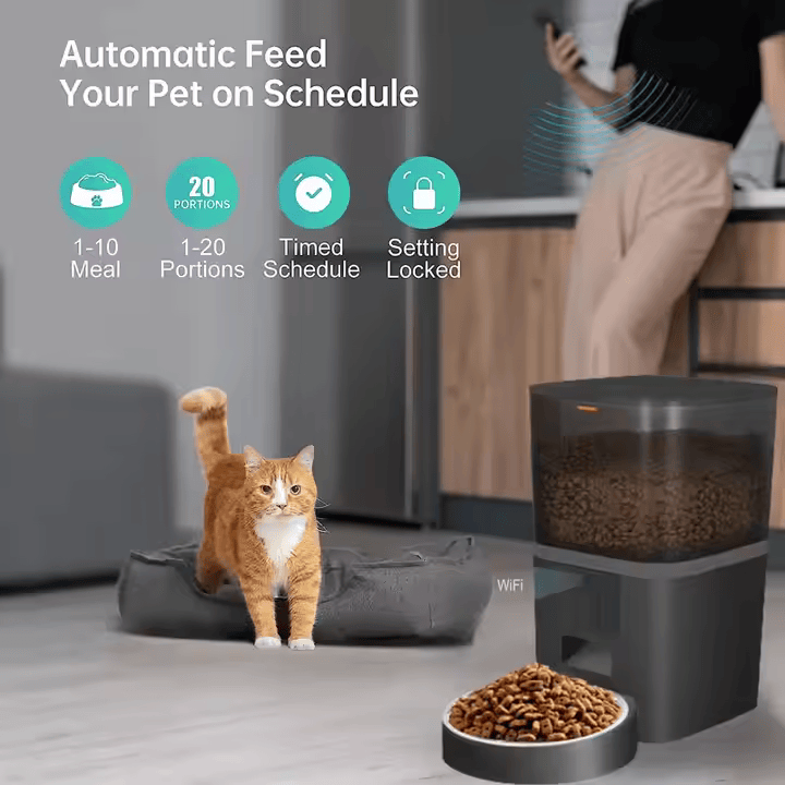 Smart Automatic Pet Feeder with Camera – 4L & 6L Options – WiFi App Control for Cats & Dogs