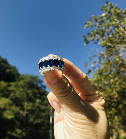 Italo Blue Sapphire Eternity Wedding Band For Women Anniversary Ring