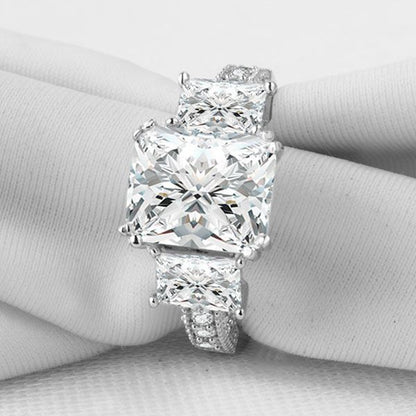 Italo Three Stone Created White Sapphire Engagement Ring