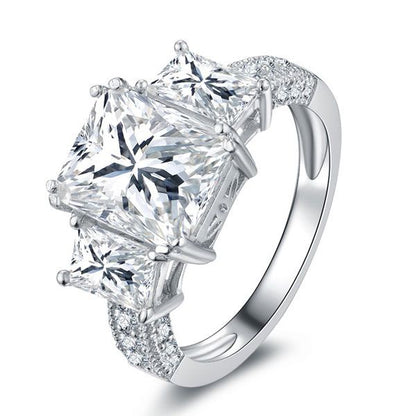 Italo Three Stone Created White Sapphire Engagement Ring