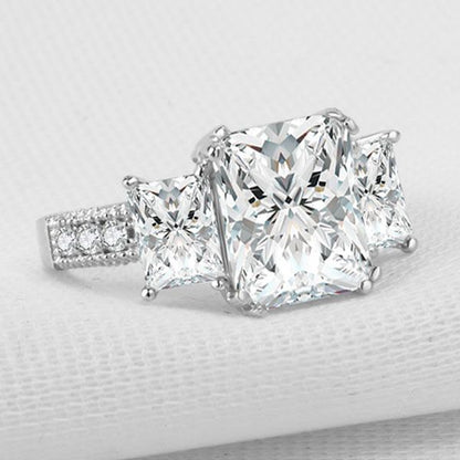 Italo Three Stone Created White Sapphire Engagement Ring