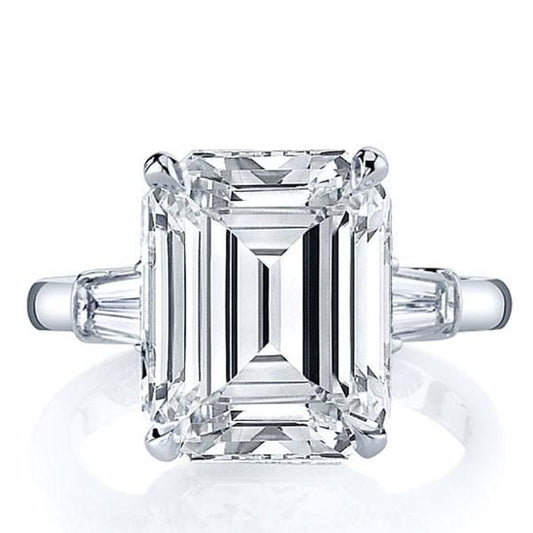 Emerald Cut Engagement Ring 3 Stone Ring Promise Ring