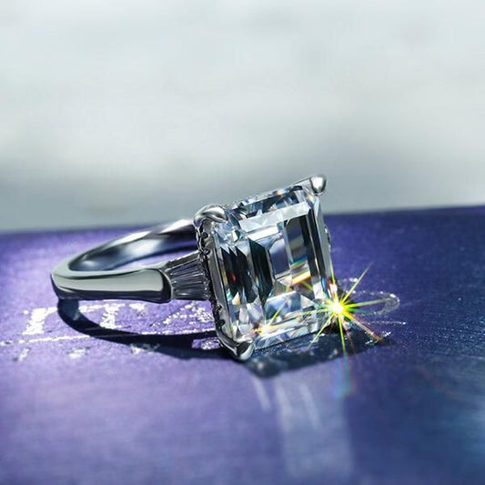 Emerald Cut Engagement Ring 3 Stone Ring Promise Ring