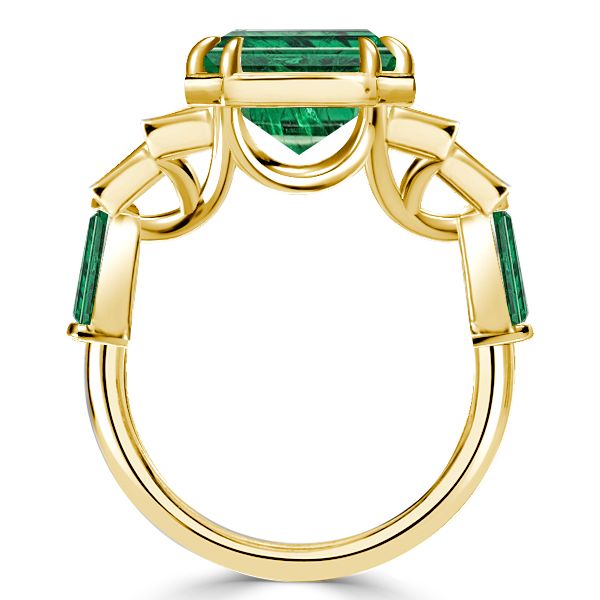 Golden Seven Stone Emerald Engagement Ring Unique Engagement Ring