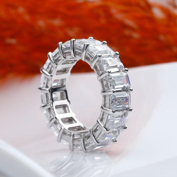 Italo Emerald Cut Eternity Wedding Band Ring Affordable