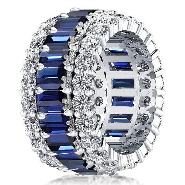 Italo Blue Sapphire Eternity Wedding Band For Women Anniversary Ring