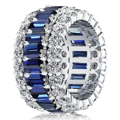 Italo Blue Sapphire Eternity Wedding Band For Women Anniversary Ring