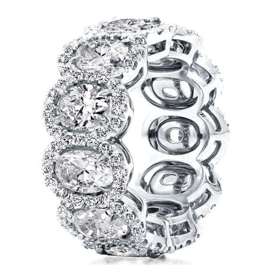 Halo Oval Cut Band Ring Eternity Wedding Band For Her