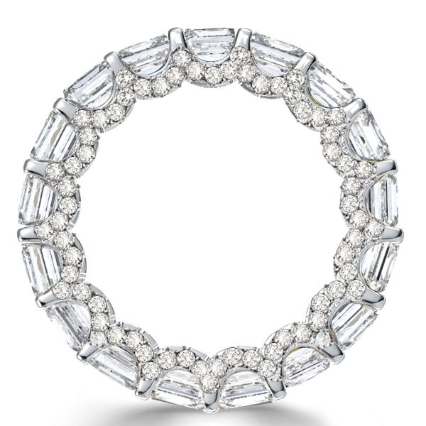 Italo Cushion Cut White Sapphire Eternity Wedding Band