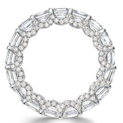 Italo Cushion Cut White Sapphire Eternity Wedding Band