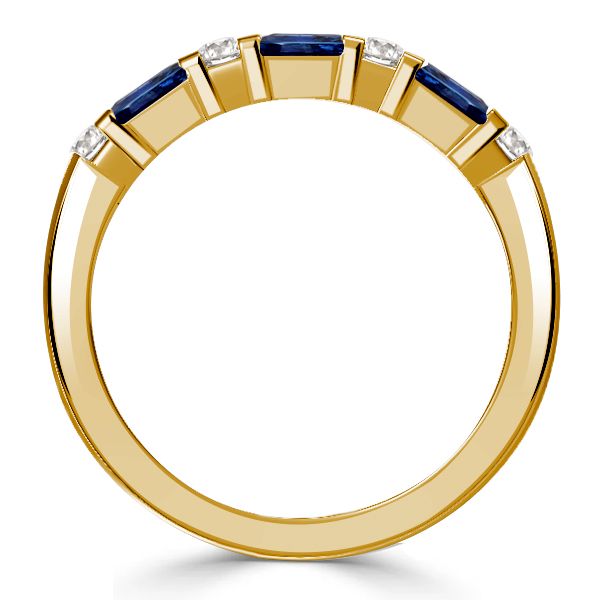 Italo Golden Emerald Cut Blue Sapphire Wedding Band