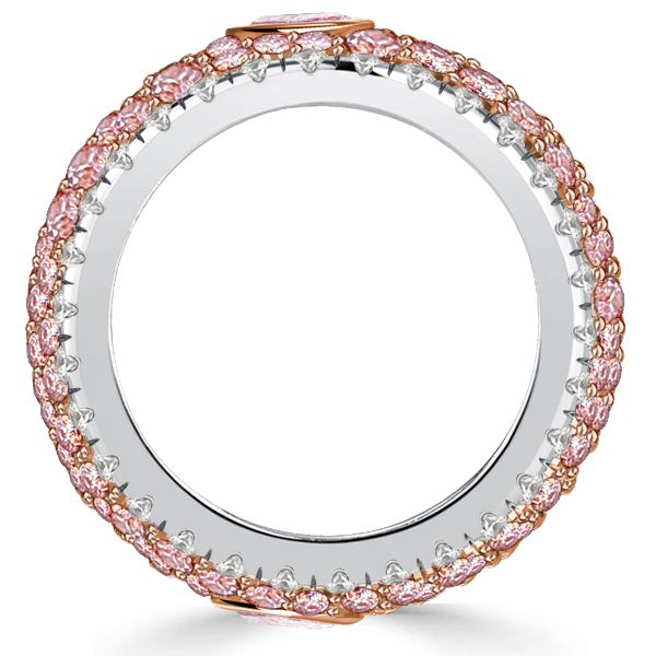 Italo Micro-pave Emerald & Pear Shaped Pink Stone Multi Row Band
