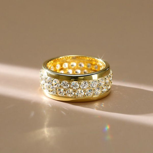 Golden Micro Pave Eternity Wedding Band For Women