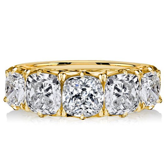 Italo 5 Stone Cushion Cut Half Eternity Band Anniversary Rings