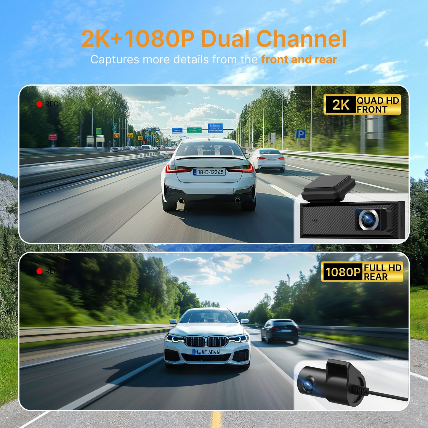 Dash Cam Mini 2 – 2K+1080P FHD Smart Car Camera with Built-in Wi-Fi & GPS (SD Card Not Included)