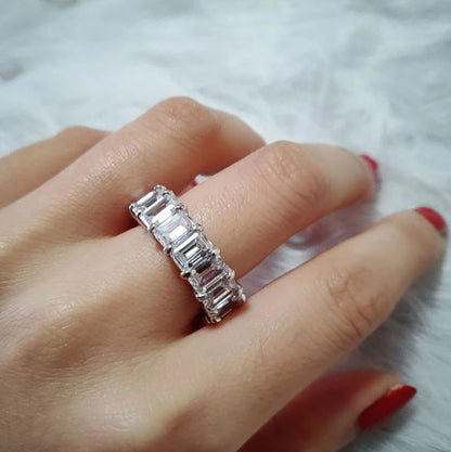 Italo Emerald Cut Eternity Wedding Band Ring Affordable