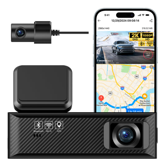 Dash Cam Mini 2 – 2K+1080P FHD Smart Car Camera with Built-in Wi-Fi & GPS (SD Card Not Included)