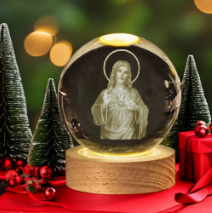 Crystal Ball Jesus Figurine & Holy Mary
