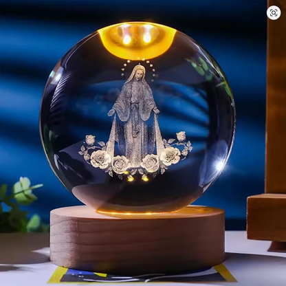 Crystal Ball Jesus Figurine & Holy Mary