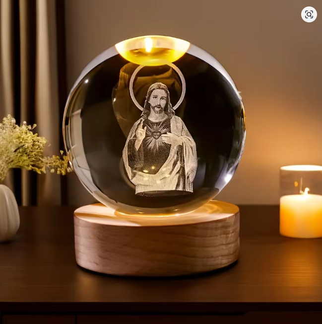 Crystal Ball Jesus Figurine & Holy Mary