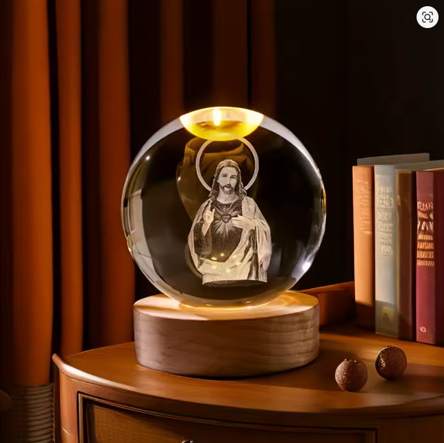 Crystal Ball Jesus Figurine & Holy Mary