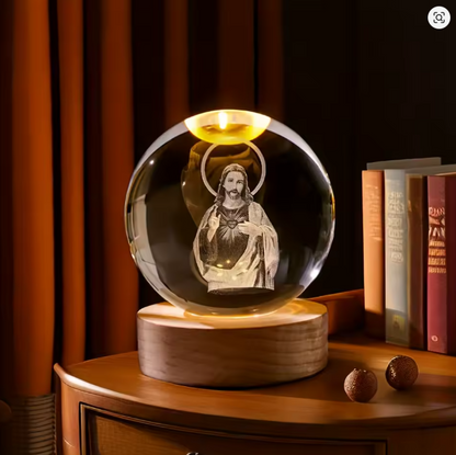 Crystal Ball Jesus Figurine & Holy Mary