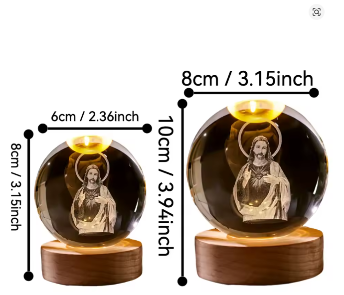 Crystal Ball Jesus Figurine & Holy Mary