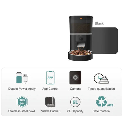 Smart Automatic Pet Feeder with Camera – 4L & 6L Options – WiFi App Control for Cats & Dogs