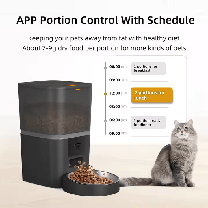 Smart Automatic Pet Feeder with Camera – 4L & 6L Options – WiFi App Control for Cats & Dogs