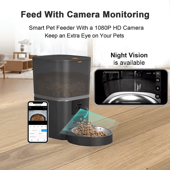 Smart Automatic Pet Feeder with Camera – 4L & 6L Options – WiFi App Control for Cats & Dogs